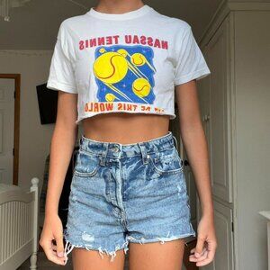 vintage white graphic crop top